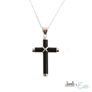 Cross Pendant with 16" Rhodium Plated Chain